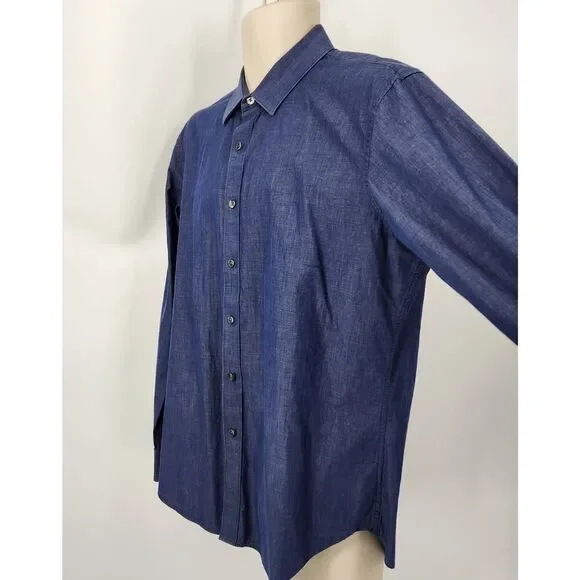 Apt. 9 Slim Fit Dress Shirt Men's Size Large Blue Long Sleeves - Picture 5 of 8